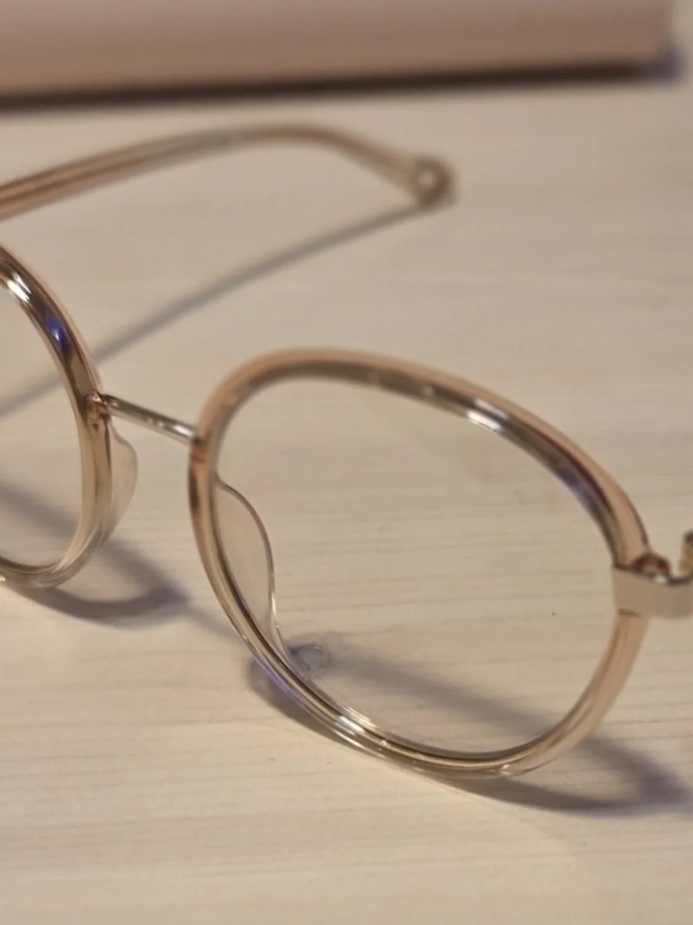 Authentic Chloe Women's Pink/Gold Round Frame BlueRay Blocking Glasses